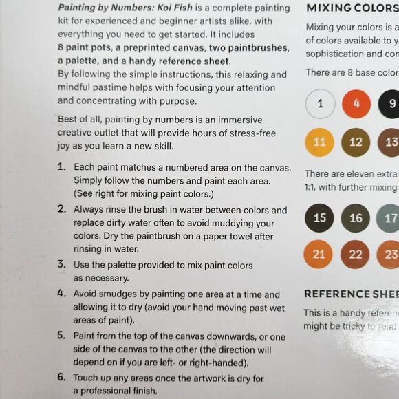 Art Maker PAINTING BY NUMBERS: KOI FISH w/ Supplies~~NIP - Picture 9 of 11